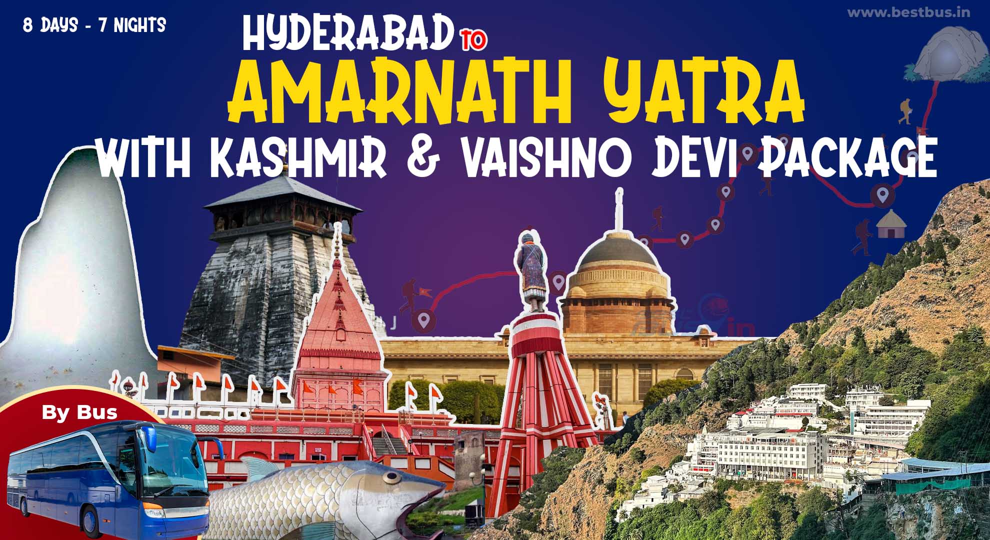 Amarnath Yatra with Kashmir & Vaishno Devi Package from Hyderabad