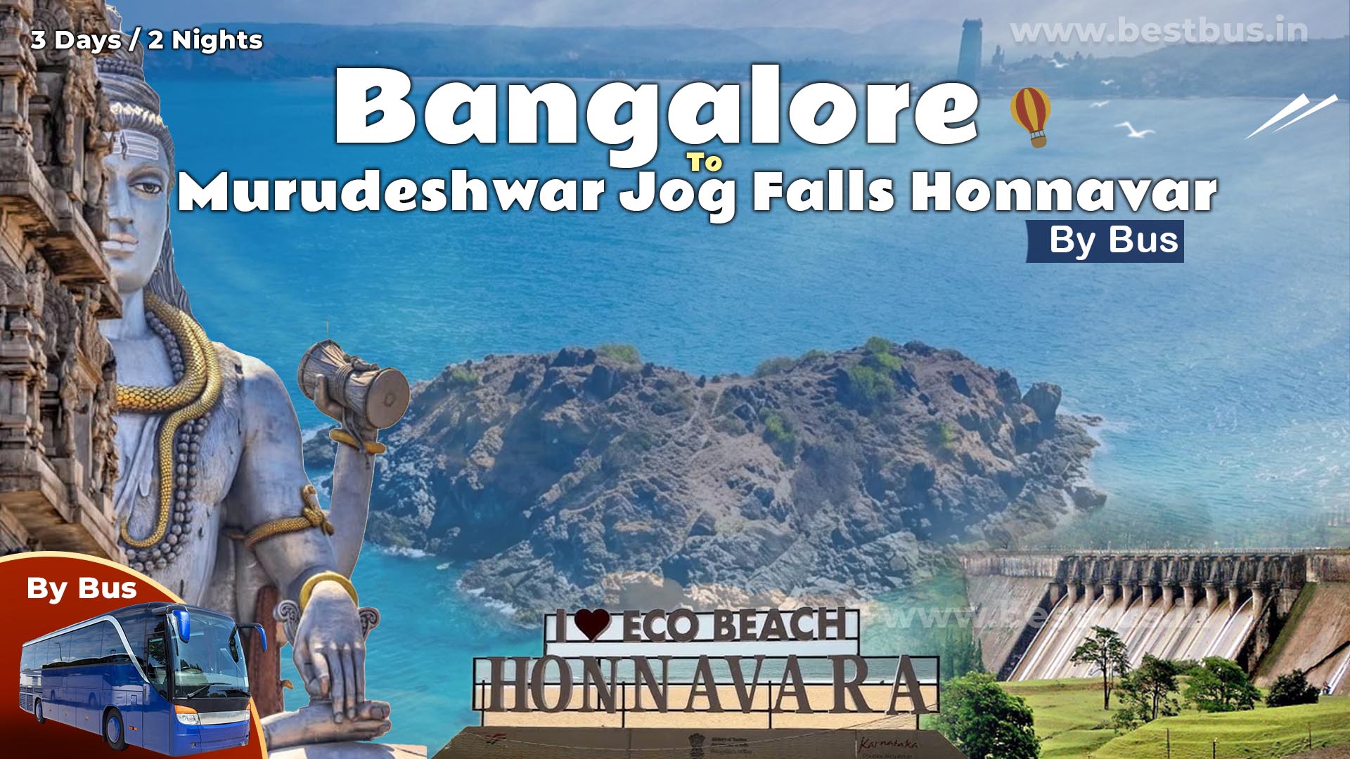 Bangalore To Murudeshwar Jog Falls Honnavar Tour Package