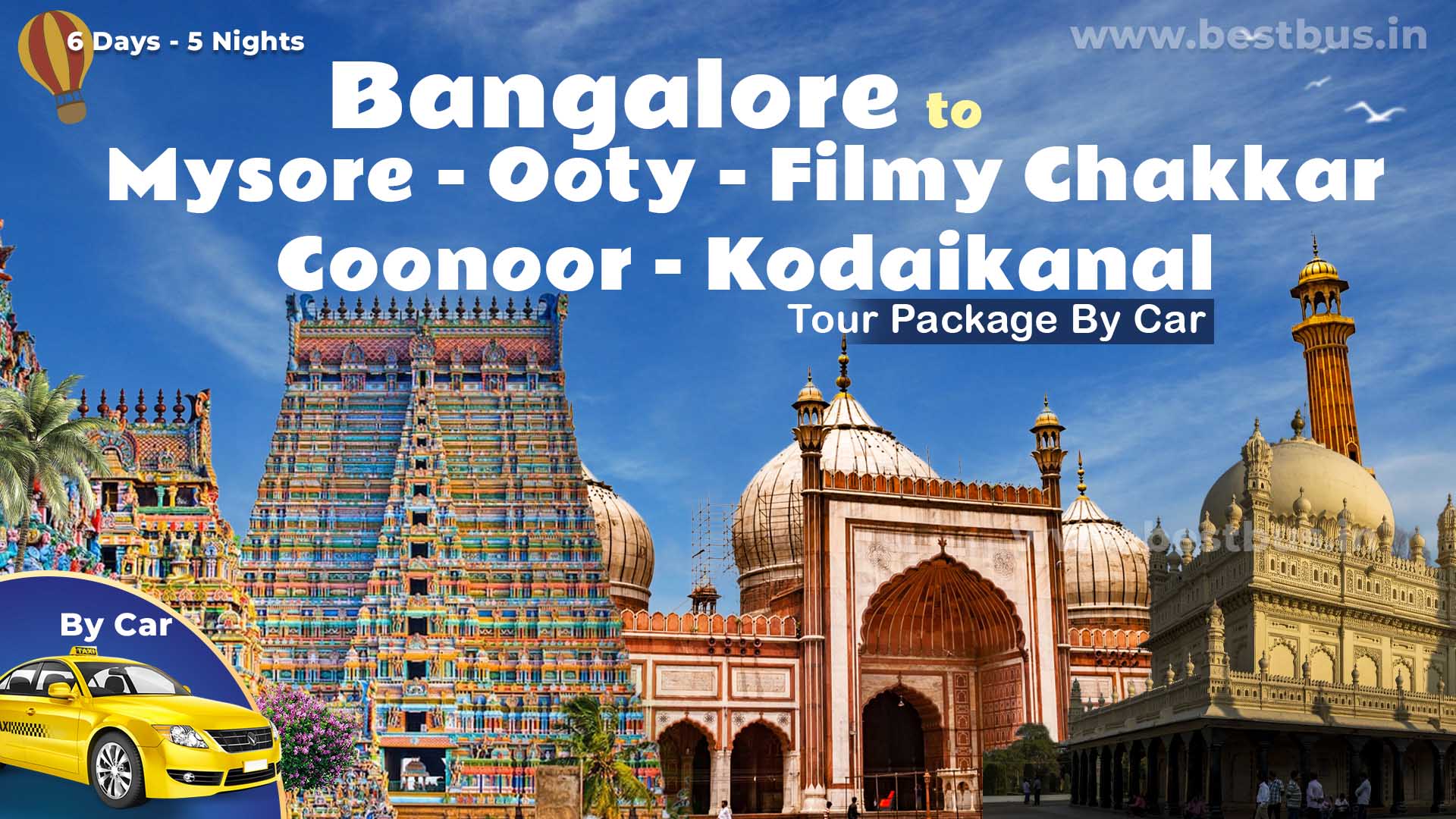 Bangalore To Mysore Ooty Filmy Chakkar Coonoor Kodaikanal 5 Nights 6 Days Tour Package By Car
