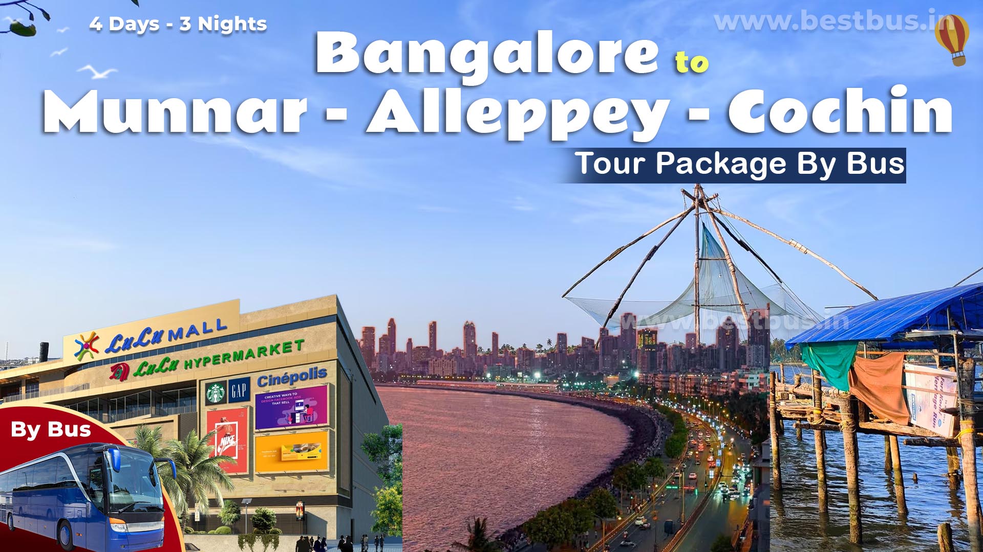 Munnar Alleppey Cochin Tour Package From Bangalore
