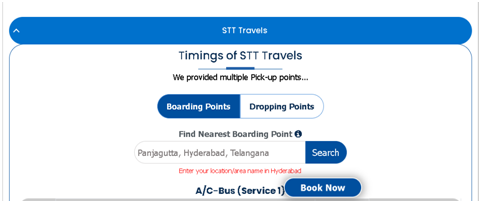 Step 2 Enter a place near home location in search bar - How to know nearest boarding point