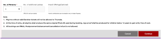 Step 3 Select Number of Persons for darshan - How to book Tirupati darshan tickets online and offline process