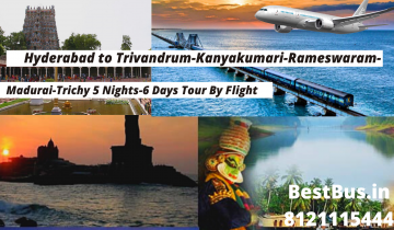  Hyderabad to Trivandrum-Kanyakumari-Rameswaram-Madurai-Trichy 5 Nights-6 Days Tour By Flight