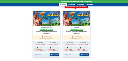 Step 2 - Choose the Bangalore Entry Ticket Package