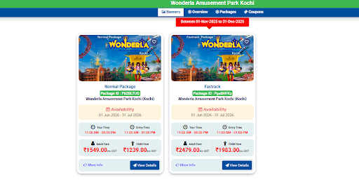 Step 2 - Choose the Kochi entry ticket Package