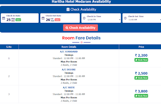 Step 3 - Choose Your Room Type & Select Book Now