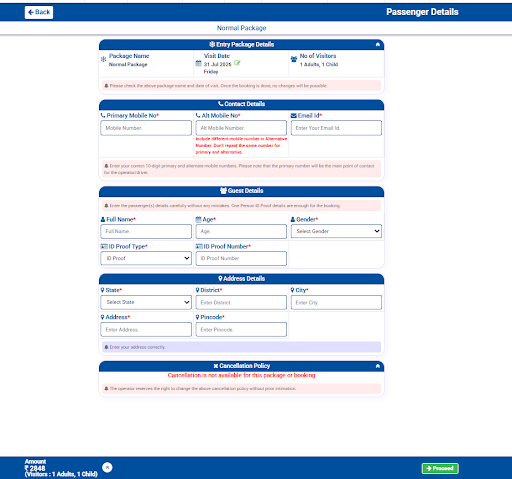 Step 7 - Enter Passenger Details & Address